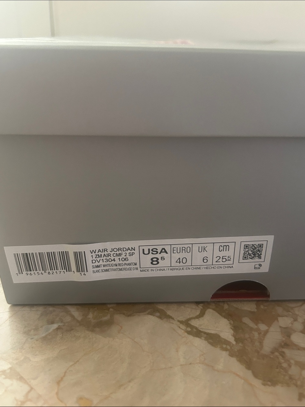 BNIB Nike Jordan BNIB Gray Shoe Box with red  Logo Accent Womens 8.5 - Picture 5 of 15